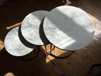Set van 2 marmeren bijzettafels - industriële designstijl, Ophalen, Zo goed als nieuw, Rond, Metaal