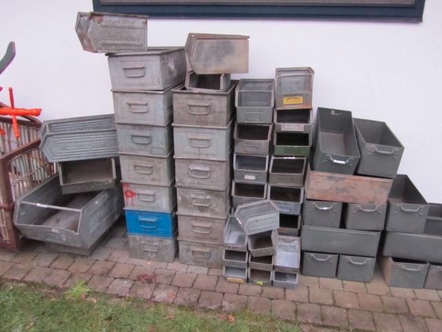 Oude industriële metalen bakken en stapelbakken, Antiek en Kunst, Curiosa en Brocante, Ophalen