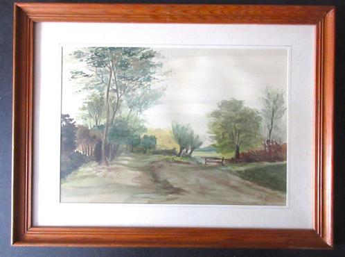Aquarel "Landschap" door Lucien Boschmans, Antiek en Kunst, Kunst | Schilderijen | Klassiek, Ophalen of Verzenden