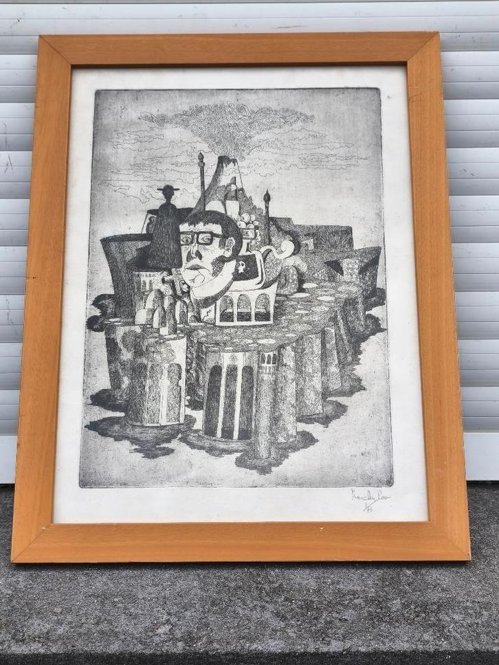 Eau-forte signe, Antiquités & Art, Art | Eaux-fortes & Gravures, Enlèvement ou Envoi