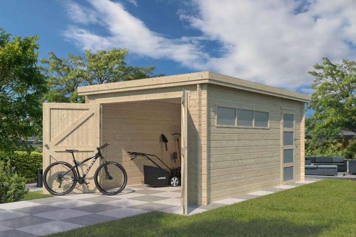 Nieuw modern houten garage 3711, Hobby en Vrije tijd, Overige Hobby en Vrije tijd, Nieuw, Verzenden