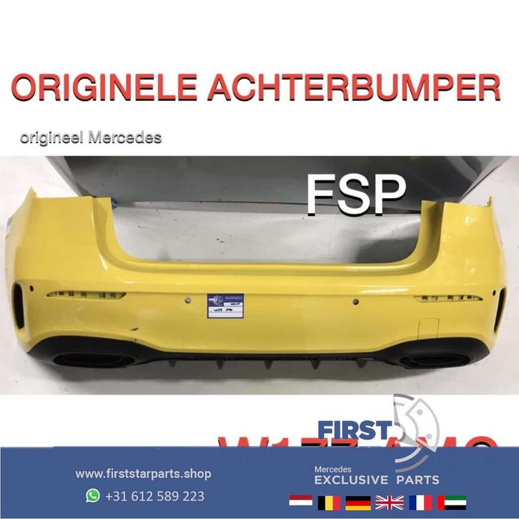 W177 AMG LINE ACHTERBUMPER + DIFFUSER Mercedes A Klasse GEEL, Auto-onderdelen, Carrosserie, Bumper, Mercedes-Benz, Achter, Gebruikt