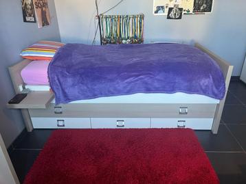 Lit simple avec tiroir et 1 matelas neuf, Enlèvement, 180 cm ou plus, 85 à 100 cm, Lit mezzanine ou Lit superposé