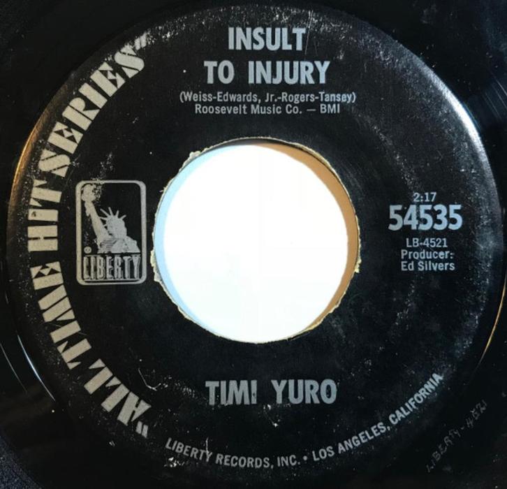Timi Yuro ‎– Insult To Injury 'Popcorn '7, Cd's en Dvd's, Vinyl Singles, Zo goed als nieuw, Single, Pop, 7 inch, Ophalen of Verzenden