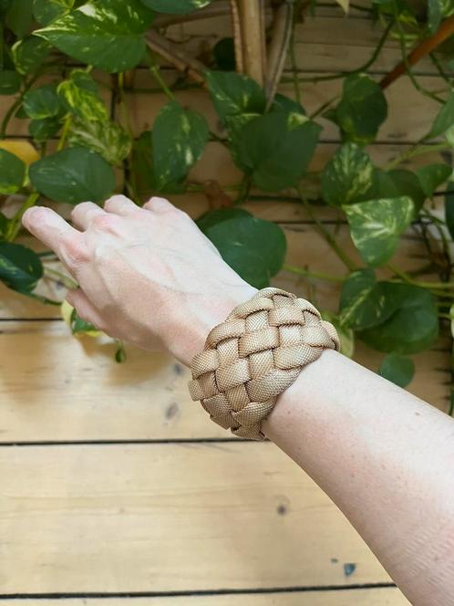 Vintage armband dubbelzijdig goud en blauw, Handtassen en Accessoires, Armbanden, Nieuw, Overige materialen, Goud, Ophalen of Verzenden