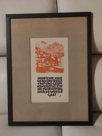 Vintage, ingekaderde prent, Anton Van Wilderode, Antiek en Kunst, Ophalen of Verzenden