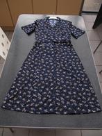 jurk small vintage donkerblauw met print, Kleding | Dames, Jurken, Ophalen of Verzenden, Gedragen, Maat 38/40 (M), Blauw