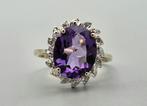 Gouden Vintage ring edelsteen amethist en diamant.2025/680, Verzenden, Paars, Zo goed als nieuw, 17 tot 18