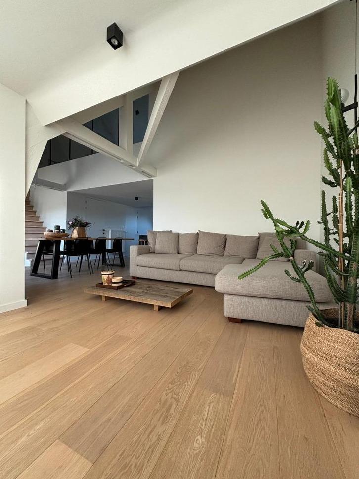 Beige Hoekzetel, Huis en Inrichting, Zetels | Zetels, Zo goed als nieuw, Hoekbank, Driepersoons, 250 tot 300 cm, 100 tot 125 cm