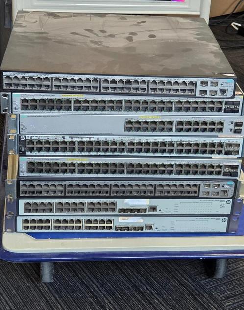HP & HPE Netwerkswitches – 24 & 48 poorts (met/zonder PoE), Computers en Software, Netwerk switches, Gebruikt, Ophalen of Verzenden