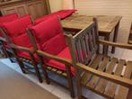 Teaktafel + 4 stoelen + kussens, Tuin en Terras, Ophalen, Zo goed als nieuw