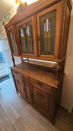 houten kast met glas in lood, Antiek en Kunst, Ophalen