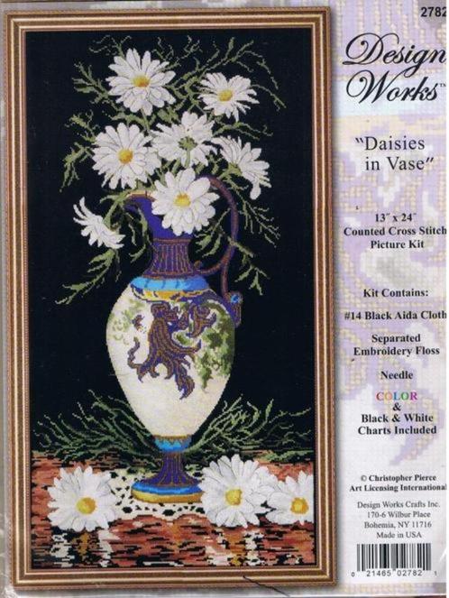 Borduurpakket Daisies in Vase, Hobby en Vrije tijd, Borduren en Borduurmachines, Nieuw, Borduurpakket, Verzenden