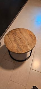 Ronde houten bijzettafel / salontafel – stevig & stijlvol, Ophalen, Rond