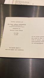 Voorzitter-emiritus van de rechtbank 1ste aanleg Hasselt, Verzamelen, Bidprentjes en Rouwkaarten, Verzenden, Bidprentje