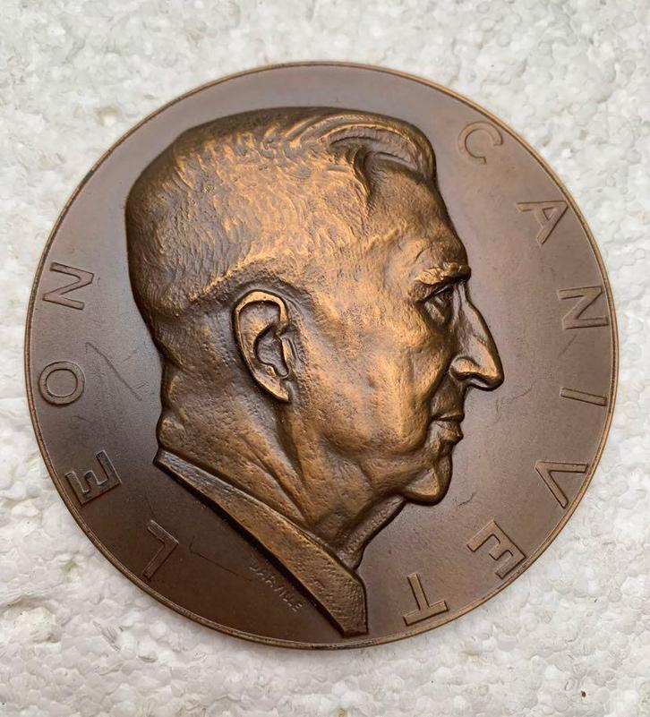 Medaille, penning Charbonniere Charleroi, Leon Canivet 1957, Timbres & Monnaies, Pièces & Médailles, Bronze, Enlèvement ou Envoi