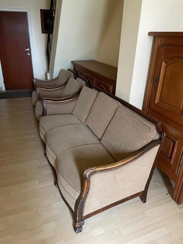 Antiek Salon Bankstel zithoek met canapé en fauteuils beschikbaar voor biedingen