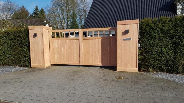 Houten poort op maat, Tuin en Terras, Tuinpoorten, Nieuw, Draaipoort, Hout, Ophalen of Verzenden