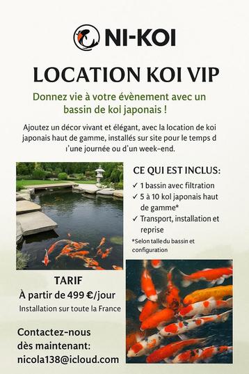 Location koi et materiel beschikbaar voor biedingen