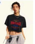 Kort shirt voor dames Vintage League, Verzenden, Nieuw