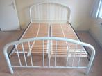 2 persoonsbed met lattenbodem, Ophalen, Gebruikt, Wit, Steigerhout