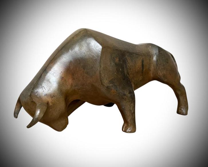 Bronzen stier Art Deco Kubisme Stijl gesigneerd Chenet 23 cm, Antiek en Kunst, Antiek | Brons en Koper, Brons, Ophalen of Verzenden