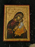 Handgeschilderde Grieks-orthodoxe icoon met bladgoud, Antiek en Kunst, Ophalen of Verzenden