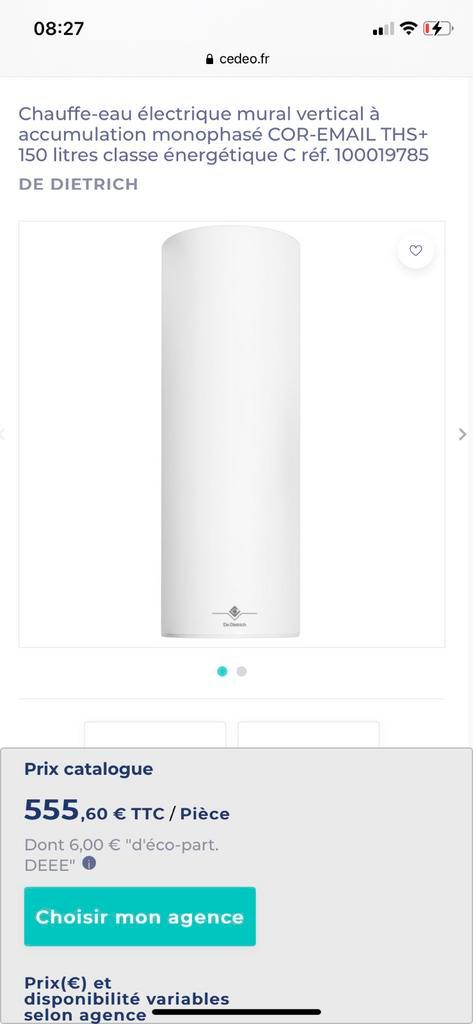 Waterverwarmer merk: de dietrich 571167 150l, Doe-het-zelf en Bouw, Chauffageketels en Boilers, Zo goed als nieuw, Geiser, Minder dan 3 jaar oud