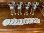 Cristal Alken glazen met ludieke onderzetters, Verzamelen, Ophalen, Zo goed als nieuw, Bierglas