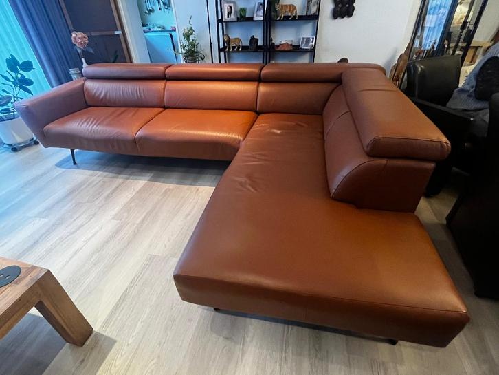 Lederen zetel / hoeksalon, Maison & Meubles, Canapés | Coins salons complets, Comme neuf, Cuir, Enlèvement