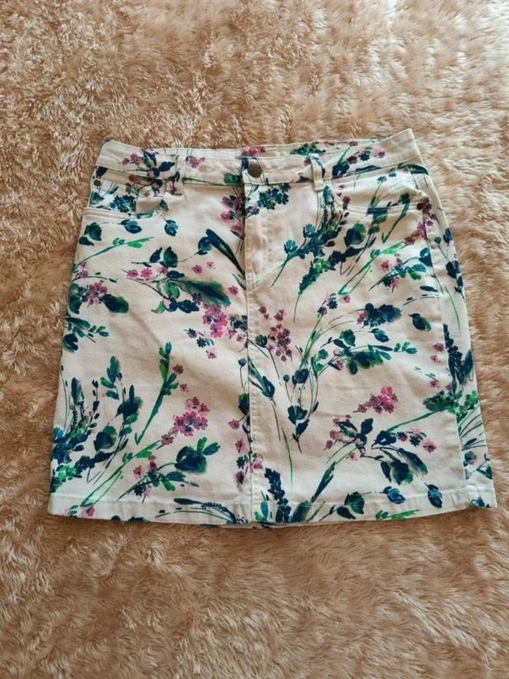 Rok met bloemenprint, Kleding | Dames, Rokken, Gedragen, Maat 42/44 (L), Wit, Boven de knie, Verzenden