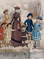 Oude Modeprent " La Revue de la Mode " Hoogte 38 CM/26 CM, Antiek en Kunst, Ophalen of Verzenden