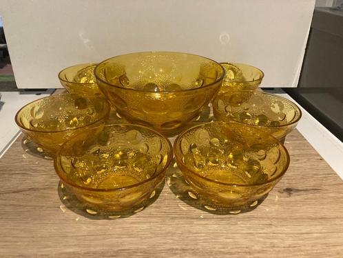 Prachtige vintage kom- en saladeschaalset uit de jaren 70, Antiek en Kunst, Antiek | Glaswerk en Kristal, Ophalen of Verzenden