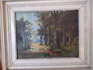 Vrouw Wandelend in het Bos mooie Schilderij beschikbaar voor biedingen