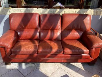 Canapé cuir,rouge,rouille  3 pl beschikbaar voor biedingen
