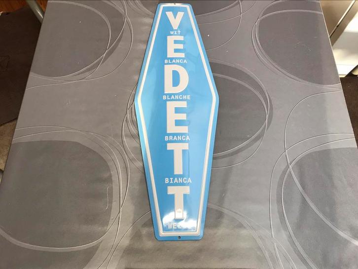 Vedette bier reclamebord metaal, Verzamelen, Merken en Reclamevoorwerpen, Zo goed als nieuw, Reclamebord, Ophalen of Verzenden
