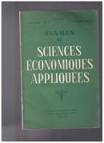 Annales de Sciences économiques appliquées UCL octobre 1958, Livres, Enlèvement ou Envoi, Utilisé, Collectif