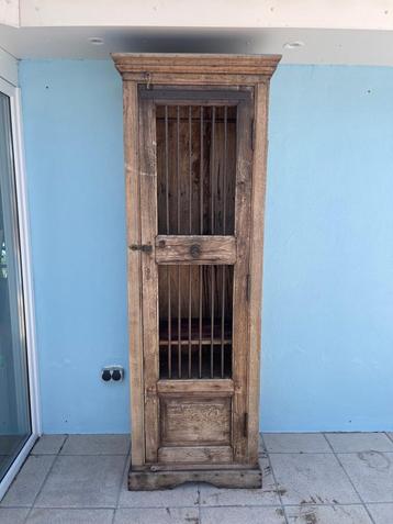 BOEKENKAST INDIA kast oud hout met smeedijzer detail in deur beschikbaar voor biedingen