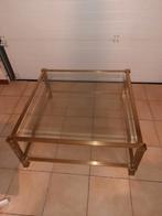 Moderne aluminium salontafel met glazen bladen – 100x100 cm, Huis en Inrichting, Ophalen, 50 tot 100 cm, Vierkant, 50 tot 100 cm