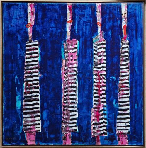 Doek van Willem van Scheijndel 'Blauwe Masai' (1992), Antiek en Kunst, Kunst | Schilderijen | Modern, Ophalen