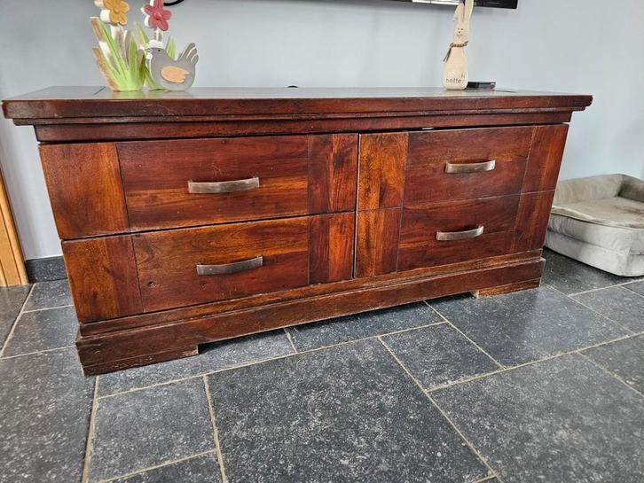 H&H massief houten tv-meubel en salontafel, Huis en Inrichting, Kasten | Dressoirs, Gebruikt, Ophalen