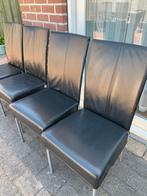 Eetkamer stoelen echte leer 4 st in goede staat, Huis en Inrichting, Stoelen, Ophalen, Zo goed als nieuw, Leer
