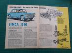 Simca 1300 - article illustré - 1963, Collections, Marques & Objets publicitaires, Autres types, Utilisé, Enlèvement ou Envoi