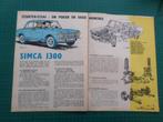 Simca 1300 - article illustré - 1963, Collections, Enlèvement ou Envoi, Utilisé, Autres types