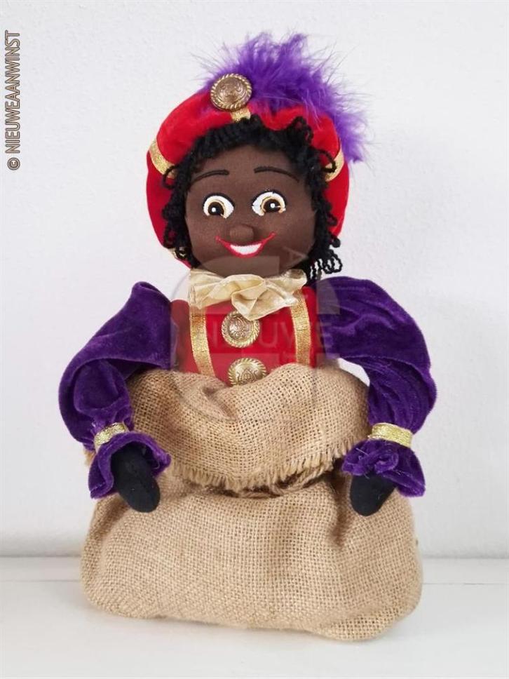Authentieke Etos zwarte Piet pop in zak - 40cm, rood/paars, Diversen, Sinterklaas, Verzenden