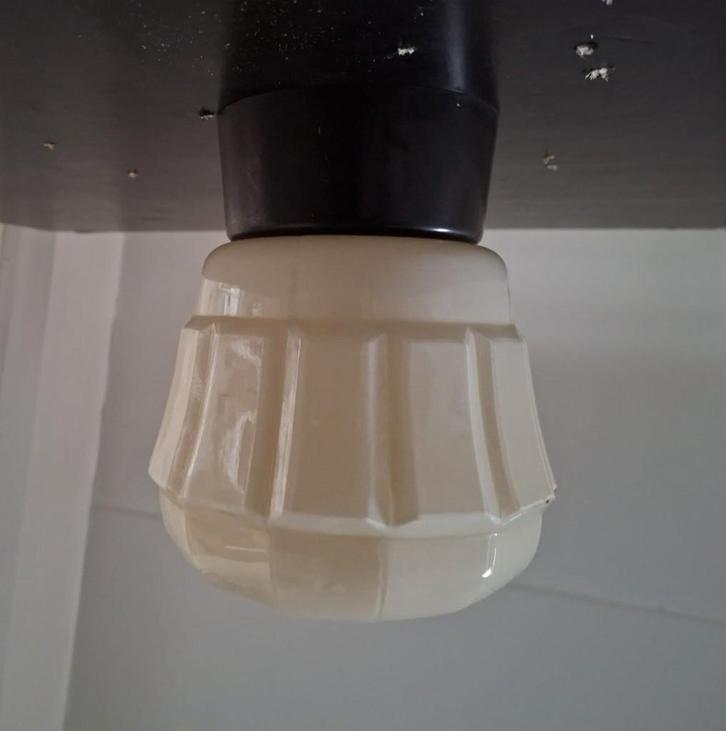 Art deco plafonnière, Thabur, Nederland, 30s, Huis en Inrichting, Lampen | Plafondlampen, Gebruikt, Glas, Ophalen of Verzenden