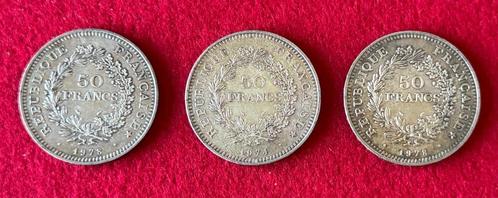 1974-78 50 zilveren munten van Franse Frank, Antiek en Kunst, Antiek | Zilver en Goud, Zilver, Ophalen of Verzenden