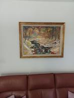 Schilderij,kleurig boslandschap,mooie kader, Ophalen, Zo goed als nieuw