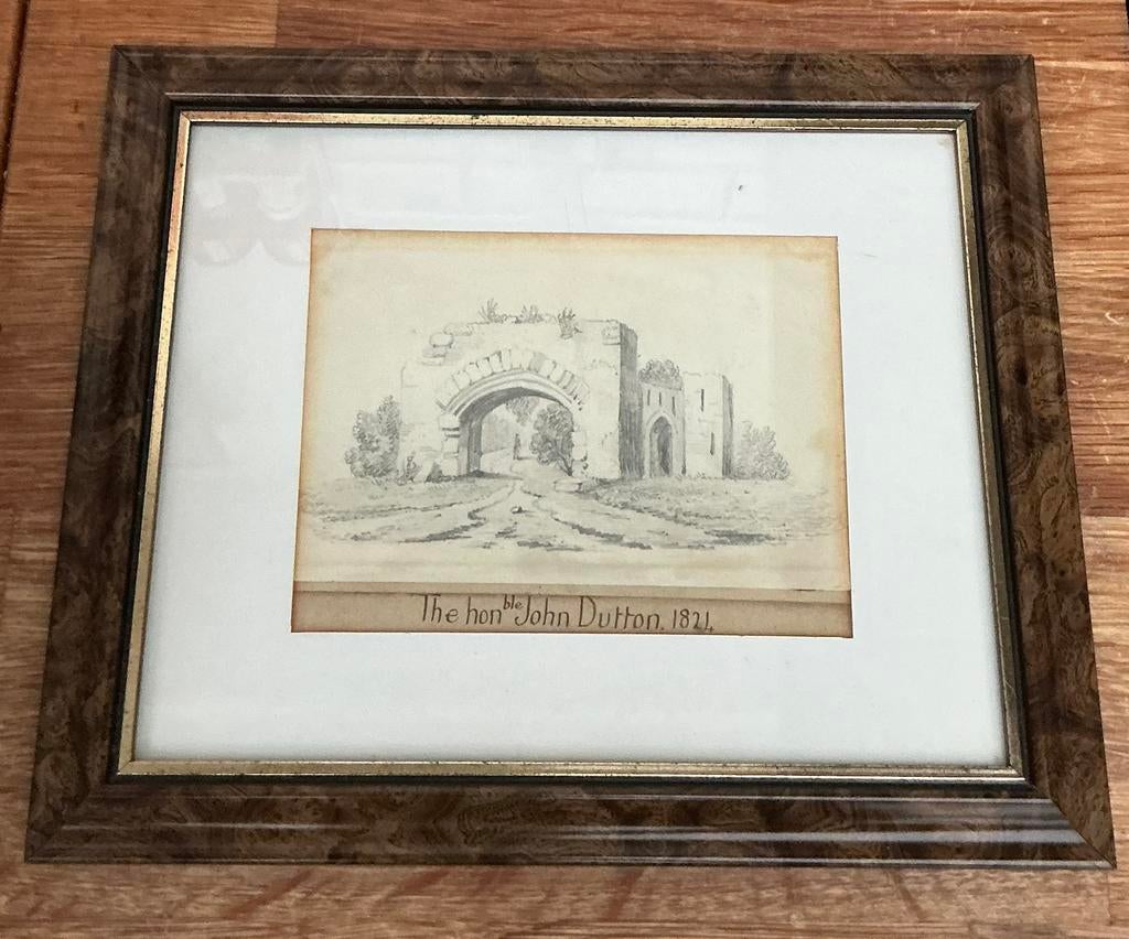 Antieke tekening 1824-The Hon.John Dutton (Baron Sherborne), Antiek en Kunst, Kunst | Tekeningen en Fotografie, Ophalen of Verzenden