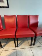 eetkamerstoelen in rood leder, Huis en Inrichting, Stoelen, Ophalen, Gebruikt, Hout, Tijdloos